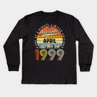 Awesome Since April 1999 Vintage 24th Birthday Kids Long Sleeve T-Shirt